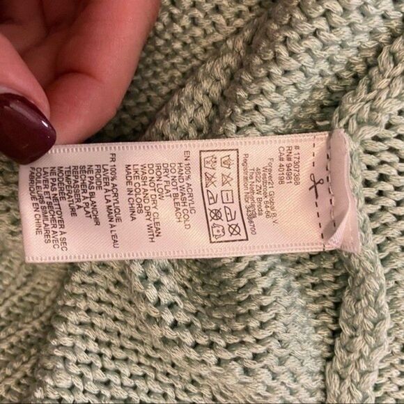 Forever 21 Turquoise Long Sleeve Sweater Size L - Picture 4 of 5